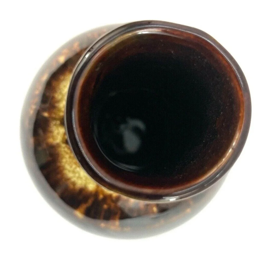 Vintage Brown Drip Glaze Vase Unbranded Round Bottom Cylinder‎ Shaped Top
